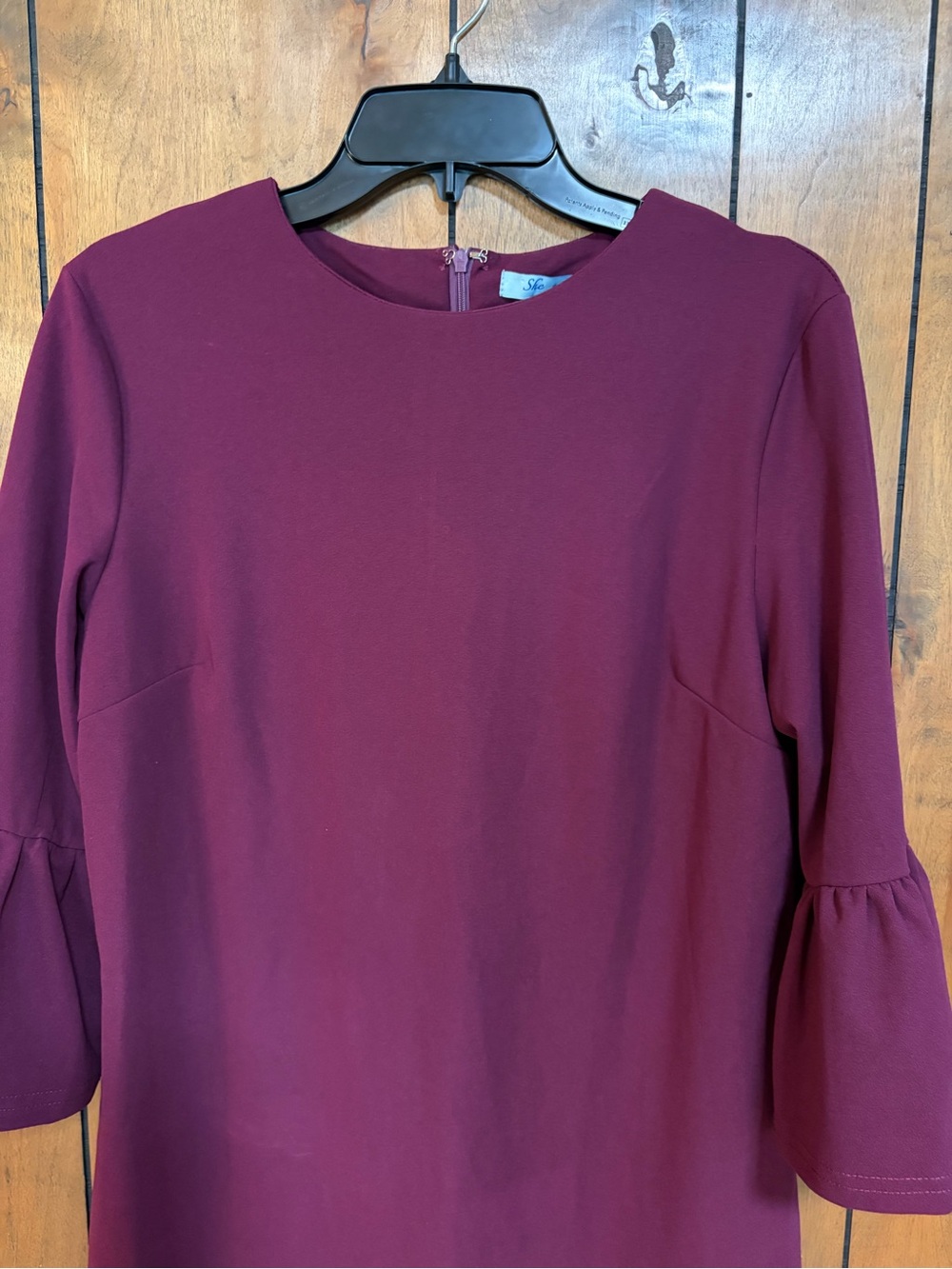 She + Sky Plum Bell-Sleeve Shift Dress